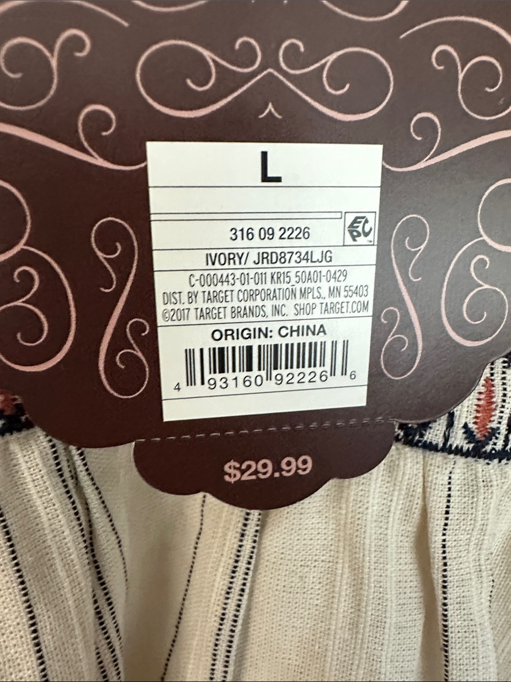 Knox Rose Cream Striped Embroidered Peasant Dress NWT - Picture 4 of 5